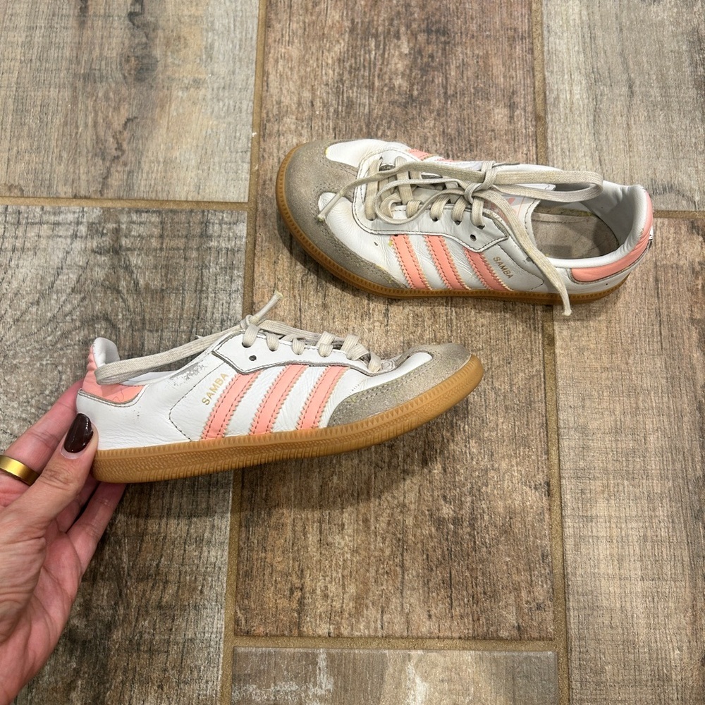 Adidas Samba White and Pink Trainers Tennis Shoes - Picture 2 of 8